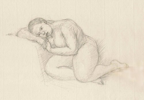 [Image: Resting Figure (Jen), February 17, 2012, graphite, 6 x 10 inches]