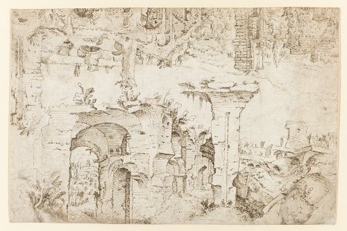 [Image: Maarten van Heemskerk, Ruins on the Palatine Hill in Rome (recto), circa 1532-1537, pen and brown ink, Rijksmuseum, Amsterdam, gift of the heirs of I.Q. van Regteren Altena, Amersfoort]