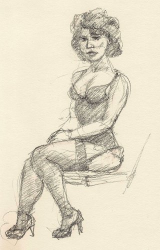 [Image: Ludella Hahn at Dr. Sketchy's, March 11, 2012]