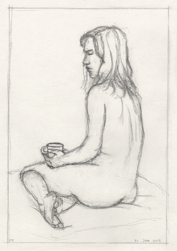 [Image: Katie 2, January 21, 2013, graphite on paper, 9 3/4 x  6 5/8 inches]