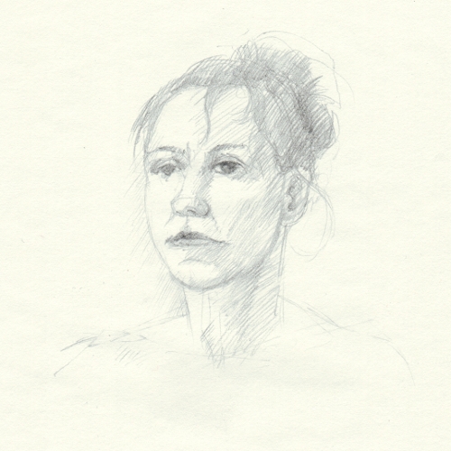 [Image: Shelter in Place Portrait (JRT), April 19, 2013, graphite on paper, 7 x 7 inches]