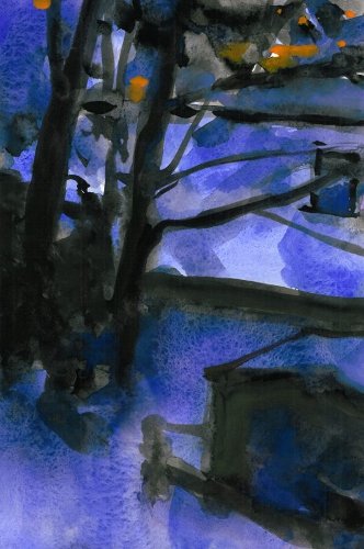 [Image: Winter Evening, 2 Jan 2014, gouache, 12 x 8 inches]