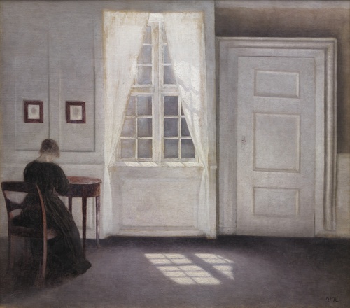 [Image: Vilhelm Hammershøi, Interior in Strandgade, Sunlight on the Floor, 1901, oil on canvas, 18 1/3 x 20 1/2 inches, Statens Museum for Kunst]