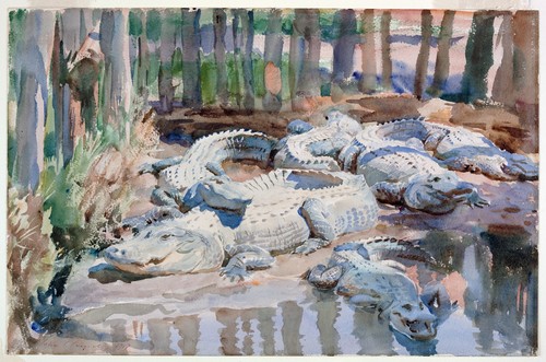 [Image: John Singer Sargent, Muddy Alligators, 1917, watercolor over graphite with masking out and scraping on wove paper, sheet 13 9/16 × 20 7/8 inches, Worcester Art Museum, Sustaining Membership Fund, courtesy of the Philadelphia Museum of Art]