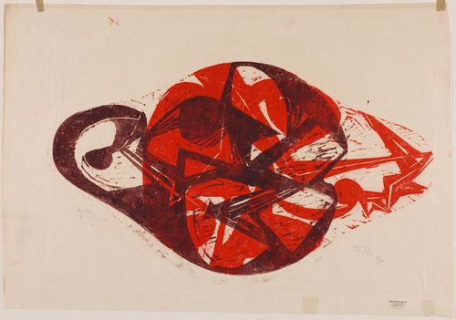 [Image: Hann Trier, Variation of Forms I/V, from "6 Color Woodcuts," 1950, courtesy of the Harvard Art Museums]